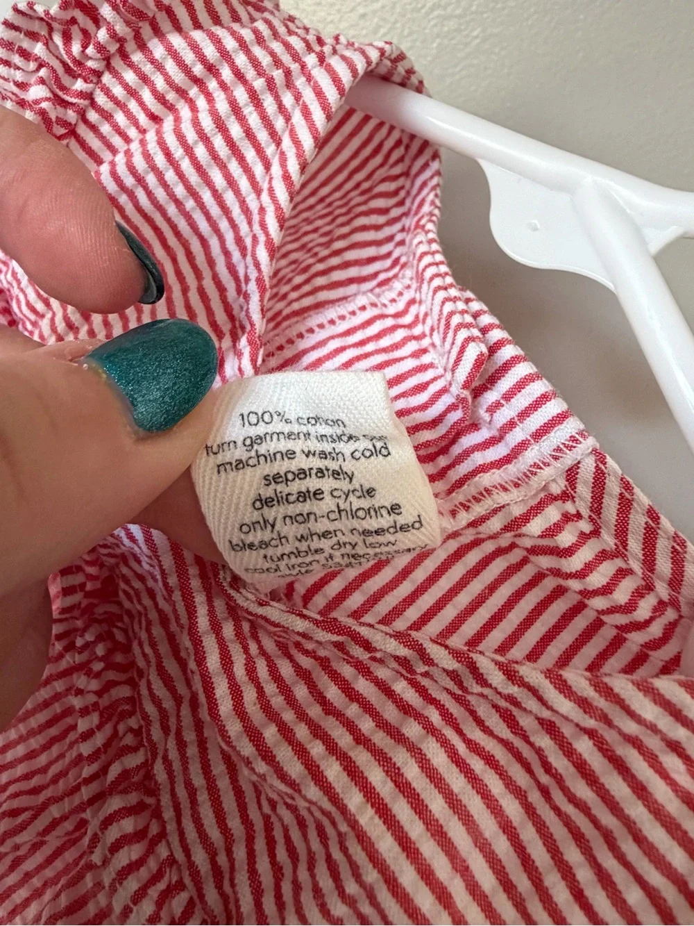 Starting Out Girls 6M 2pc Red/White Striped Ruffle Top & Shorts Cotton Set